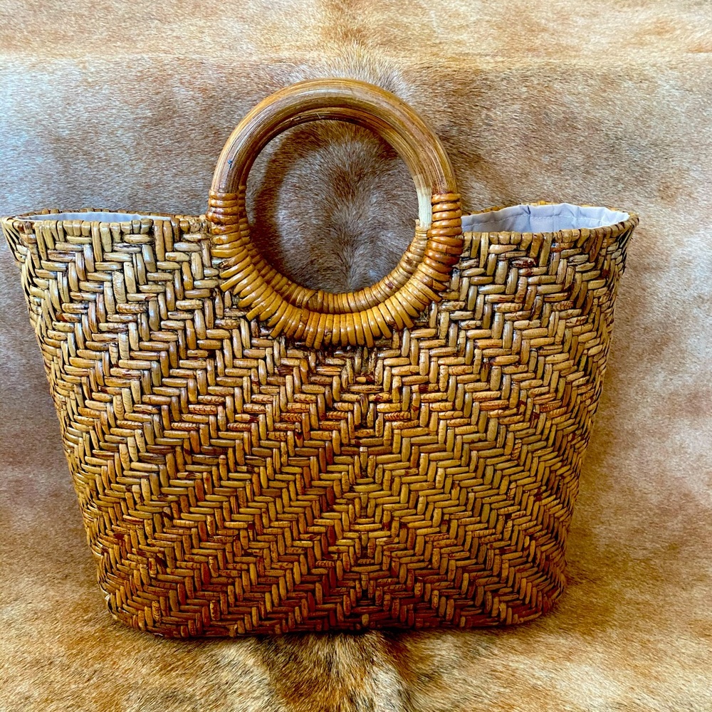 High quality basket straw weaved purse